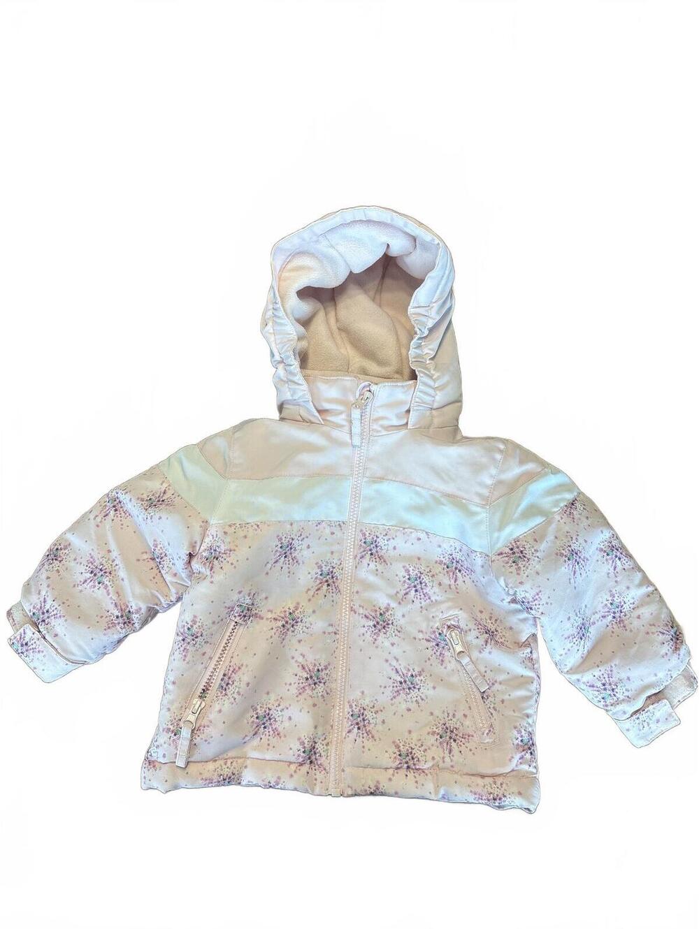 Wonderkids Toddler Pink and White Hooded Winter Jacket Size 18 Months Girls